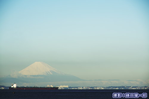 房総から見る富士山。冬は空気が澄んで特に良く見えます。