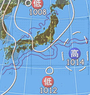 3/22.15：00の天気図と黒潮流図